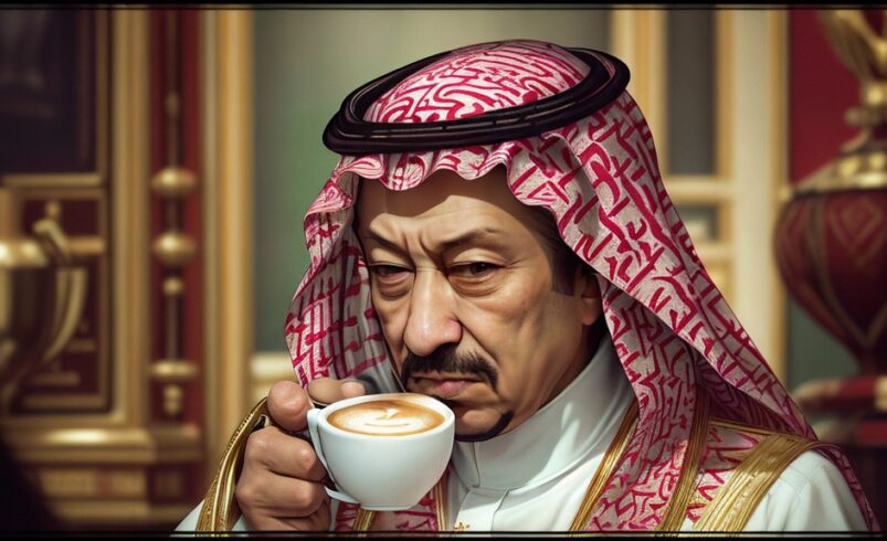 الملك سلمان يشرب قهوة